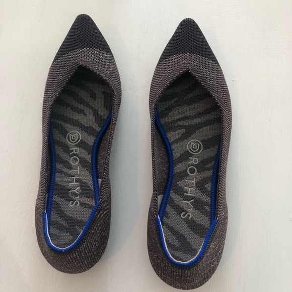 Rothy's Shoes | Rothys Metallic Cap Toe Point Flats | Poshmark